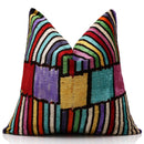 The Vibrant Multi-Color Geometric Silk Velvet Pillow - 20" x 20"