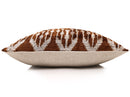 Luxury Handwoven Ikat Silk Velvet Pillow 20x20 Inch – Earthy Brown & Ivory