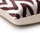 Deep Wine & Silver Chevron Velvet Pillow - 20" x 20"