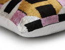 Hand-Knotted Geometric Silk Velvet Lumbar - 16x24 Gold & Lavender