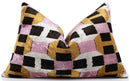 Hand-Knotted Geometric Silk Velvet Lumbar - 16x24 Gold & Lavender