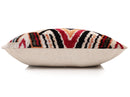 Hand-Knotted Tribal Geometric Silk Velvet Lumbar - 16x24 Red & Black