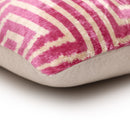 Luxury Blush Pink and Cream Silk Velvet Geometric Ikat Lumbar Pillow 16x24 Inch with Down Insert