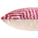 Luxury Blush Pink and Cream Silk Velvet Geometric Ikat Lumbar Pillow 16x24 Inch with Down Insert