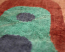 Hand-Knotted Abstract Arch Silk Velvet Pillow - 20x20 Rust & Mint