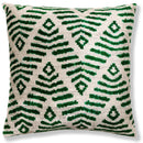Hand-Knotted Emerald Green Geometric Silk Velvet Pillow - 20x20 Ikat