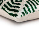 Hand-Knotted Emerald Green Geometric Silk Velvet Pillow - 20x20 Ikat