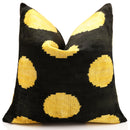 Luxury Black & Gold Silk Velvet Pillow 20x20 Inch | Handmade