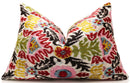 Hand-Knotted Vibrant Floral Silk Velvet Lumbar - 16x24 Pink & Yellow
