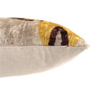 Luxury Mustard, Cream and Chocolate Silk Velvet Ikat Lumbar Pillow 16x24 Inch with Down Insert