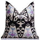 Black & Ivory Geometric Silk Velvet Throw Pillow | 20x20 Inch (50x50 cm)