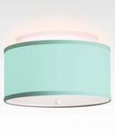 Moderne Flush Mount Conversion Kit 18"w Island Paradise Blue Shallow Drum Lampshade