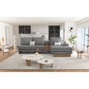 114" L-shaped Sofa Sectional Sofa with Two USB Ports and Two Power Sockets, a Storage Drawer and a Reversible Chaise Lounge for Living Room, Grey