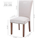 Beige Upholstered Parsons Chair With Nailhead Trim