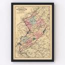 Vintage Map of Warren County, New Jersey 1872