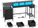 Black 60 Inch Computer Desk With 4 Drawers And Led Lights