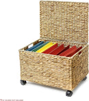 Wicker Rolling File Box Letter Size Natural For Office