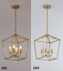 Industrial Gold Four Light Chandelier Lantern Fixture