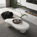 47 Inch Cloud Shaped Coffee Table with 3 Ball Legs for Living Room, Cream White
