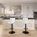 White Bar Stool Set Of 2 Counter Height Swivel With Back Faux Leather
