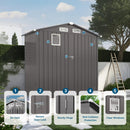 6X 3.5FT Metal Outdoor Storage Shed, Tool Shed with Pitched Roof Watertight with Positive Window and Lockable Door Compact Metal Tool Room for Garden, Backyard, Patio, Sundries and Bike Storage, Gray