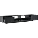 TV Stand with Fluted tempered Glass Doors for TVs Up to 95", Functional Media Console with Arched Cabinet Doors, Entertainment Center with APP-Controlled LED Light for Living Room, Black