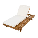 LOUNGE CHAISE SET, SPACE AVAILABLE ON ONE SIDE,ACACIA WOOD WITH WATER-RESISTANT LOUNGE CUSHIONS (CREAM & 4 INCH THICK) - MATCHING DARK GREY VERSION AVAILABLE