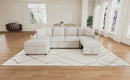 Beige Chenille Sectional Sofa Convertible Pull-out Bed with Storage Ottoman & USB Ports, 109.1'