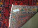 Antique Persian Hamadan Runner 3.4 x 9.7 -  Wool, Red and Navy Blue