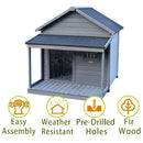 Large balcony doghouse, 44.2' long x 44.6' wide x 44.6' high solid wood asphalt roof dog house for large dogs with large terrace, weatherproof large dog house,