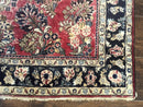 Antique Persian Sarouk Rug 4x7, Floral, Red 1920s Persian Wool Carpet