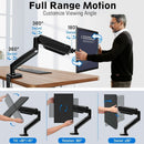 32 Inch Gas Spring Monitor Arm With Clamp VESA Black