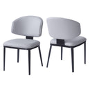 Modern PU Leather Upholstered Dining Chairs, Gray, Metal Legs, Set of 2