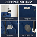 Blue Velvet SpaceSaving Convertible Sofa Chair USB