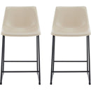 (Set of 2) Vintage Style 24-Inch Armless Industrial Faux Leather Counter Stool with Metal Legs and Footrest for Kitchen Island, Cafe, Pub, Bar Counter, Cream and Black