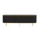 U-Can Modern TV Stand for TVs up to 80 Inches, Entertainment Center with 4 Drawers and 1 Cabinet, Wood TV Console Table with Metal Legs and Handles for Living room(Old SKU:SJ000117AAB)