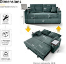 65Inch Sleeper Sofa Bed CorduroyFabric Emerald Green