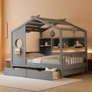 Kids Full Playhouse Bed With Drawers Shelves Storage