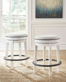 Valebeck 24Inch Counter Height Swivel Stool White Black