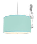 2 Light Swag Plug-In Pendant 16"w Island Paradise Linen Drum with Diffuser, White Cord