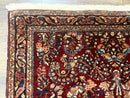 Antique Persian Sarouk Rug 4x6, Floral, Red, Wool Hand Knotted Fine 225 KPSI