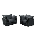 Set of 2 Slipcovered Armchairs,Deep Seat Accent Chair Set for Living Room, Reading Room, Bedroom and Working Spaces,Armchair Sets with Large Soft Pillows,Gray Corduroy Fabric