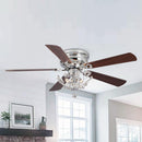 48" Aitutaki Modern Chrome Flush Mount Reversible Crystal Ceiling Fan with Lighting and Remote Control