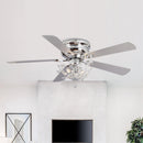 48" Aitutaki Modern Chrome Flush Mount Reversible Crystal Ceiling Fan with Lighting and Remote Control