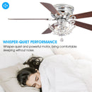 48" Aitutaki Modern Chrome Flush Mount Reversible Crystal Ceiling Fan with Lighting and Remote Control