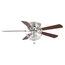 48" Aitutaki Modern Chrome Flush Mount Reversible Crystal Ceiling Fan with Lighting and Remote Control