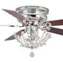 48" Aitutaki Modern Chrome Flush Mount Reversible Crystal Ceiling Fan with Lighting and Remote Control