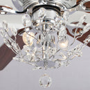 48" Aitutaki Modern Chrome Flush Mount Reversible Crystal Ceiling Fan with Lighting and Remote Control
