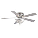 48" Aitutaki Modern Chrome Flush Mount Reversible Crystal Ceiling Fan with Lighting and Remote Control