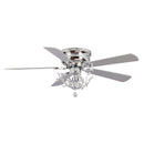 48" Aitutaki Modern Chrome Flush Mount Reversible Crystal Ceiling Fan with Lighting and Remote Control